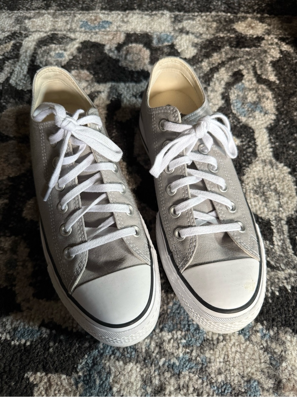 Converse Platform Low-Top Sneakers in Light Gray and White